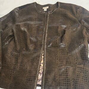 Chicos sz3 Brown Crocodile Pattern Jacket and Blouse